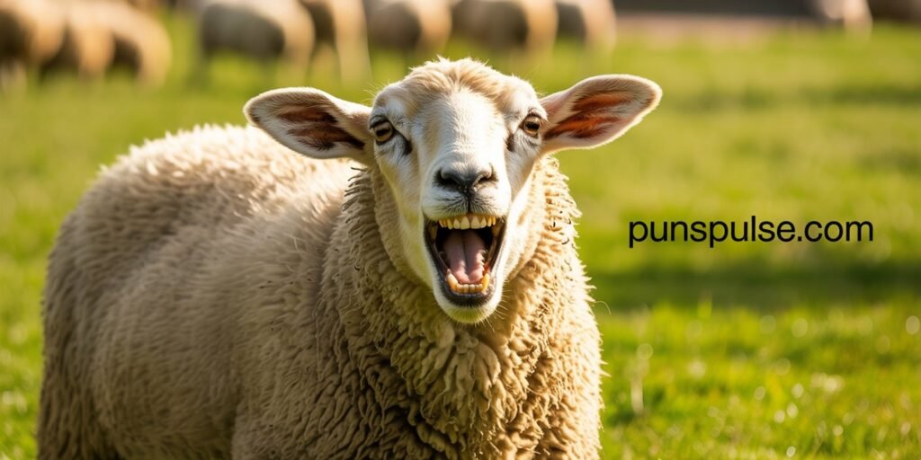 Sheep Puns
a sheep in funny mode in a grass field