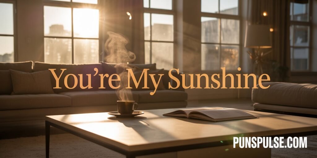 Sunlight Puns
sunlight coming from windows in room on table with book opened and text you are my sunshine