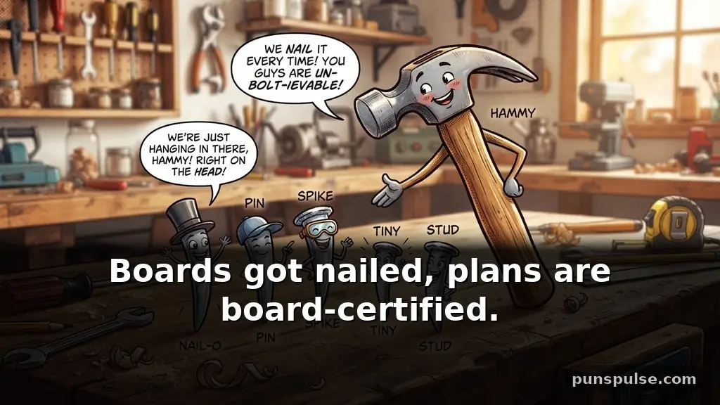 Short hammer puns and one-liners about nails