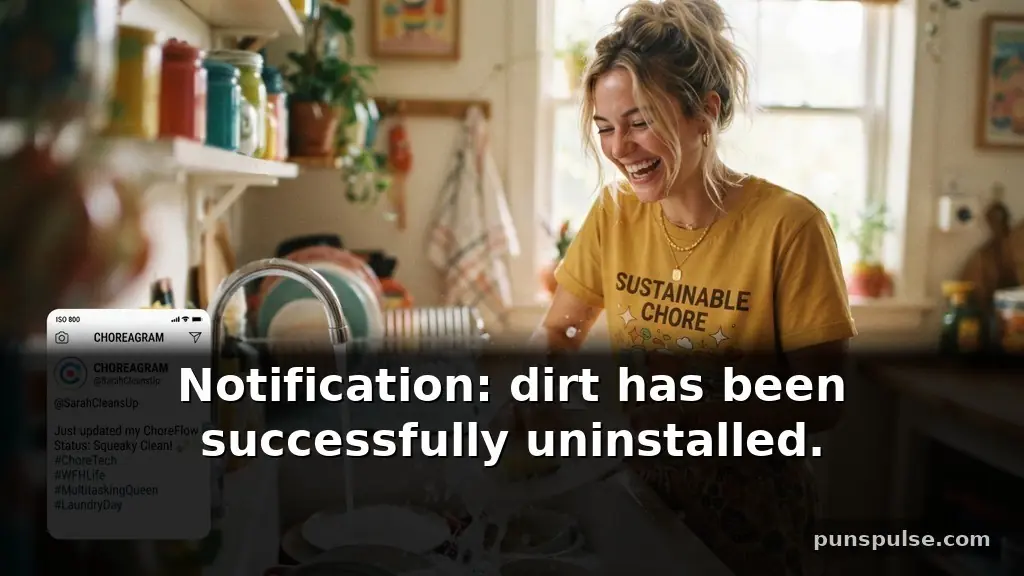 Chore puns for Instagram captions with tech wordplay