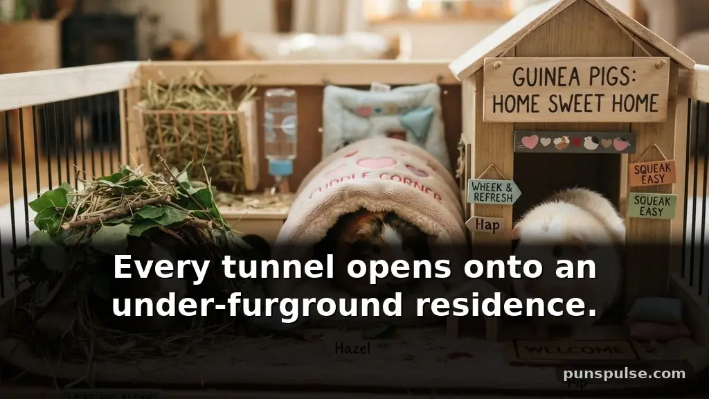 Guinea pig puns about cages, hideouts, and cozy homes