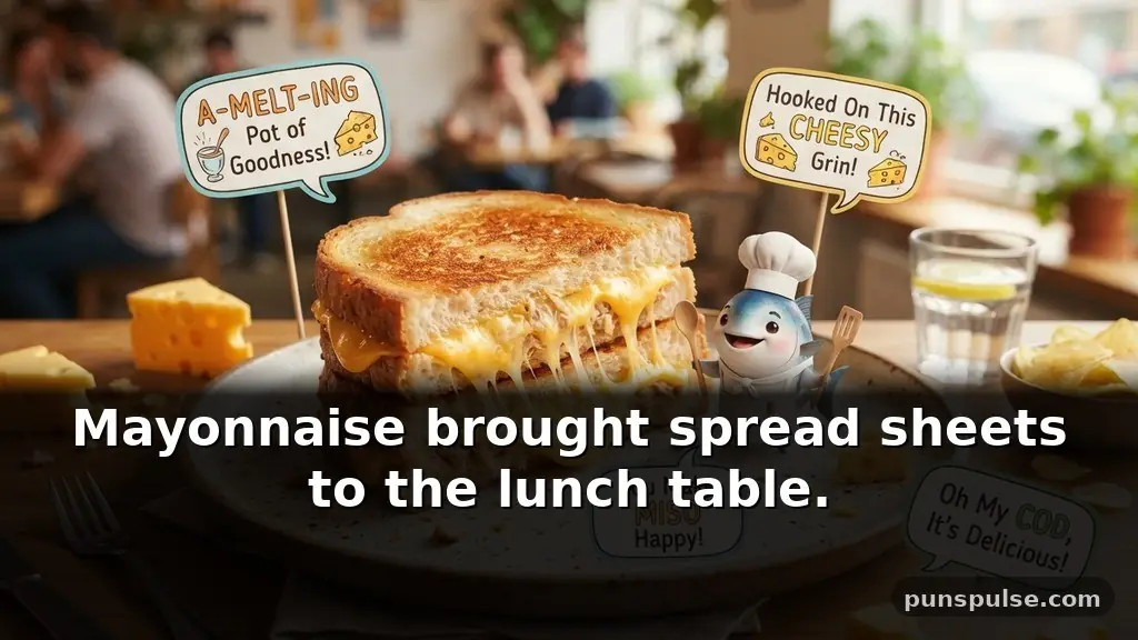 Funny tuna melt puns about cheese, bread, and lunch