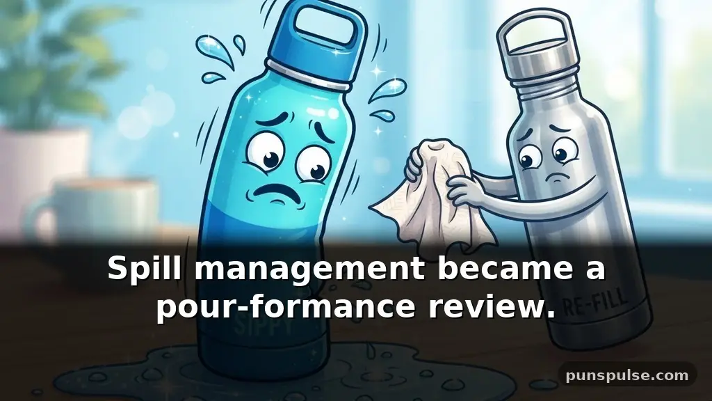 Funny water bottle puns about leaks and spills